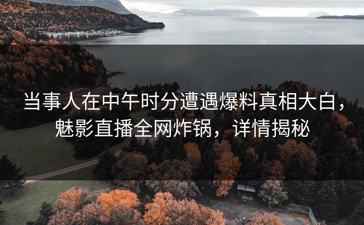 当事人在中午时分遭遇爆料真相大白，魅影直播全网炸锅，详情揭秘