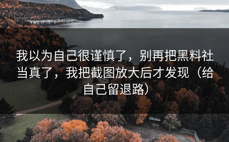 我以为自己很谨慎了，别再把黑料社当真了，我把截图放大后才发现（给自己留退路）